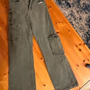 Generation K Girls Olive Cargo Pants Size 7 98% Cotton 2% Elastane Pockets